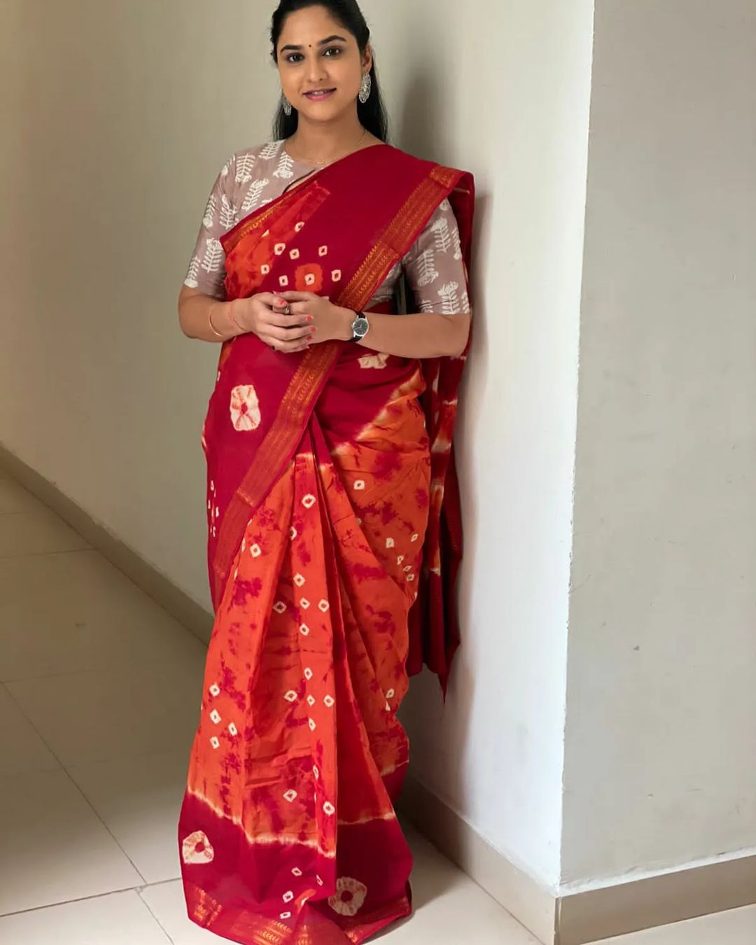 Telugu Tv Anchor Kasi Annapurna Stills in Red Saree